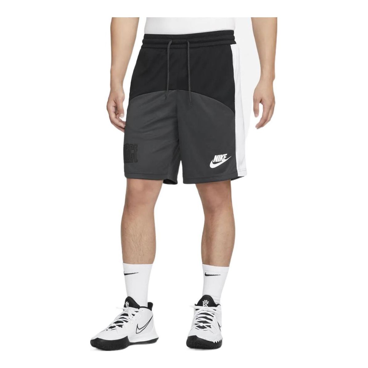 Men's Nike Colorblock Logo Straight Shorts Black Gray DQ5827-010