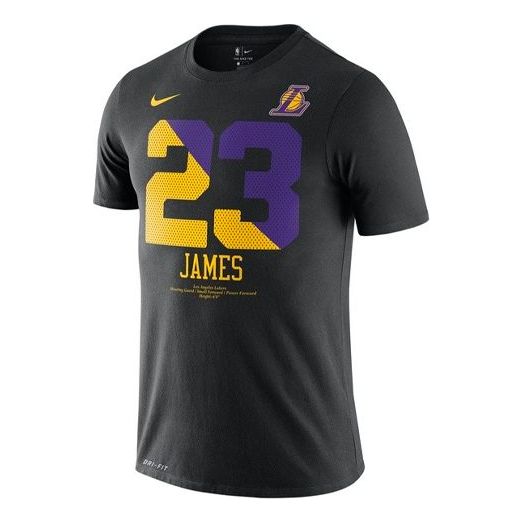 Nike Dri-FIT LeBron James Basketball Sports Printing Quick Dry Round Neck Short Sleeve Black AT1161-010