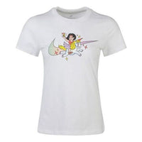 (WMNS) Nike Cartoon Logo Knit Short Sleeve 'White' CW6758-100