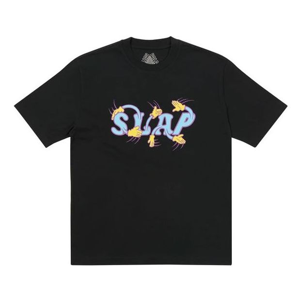 PALACE x Slap Magazine Crossover Hands Funny Alphabet Pattern Printing Short Sleeve Unisex Black P20TS263