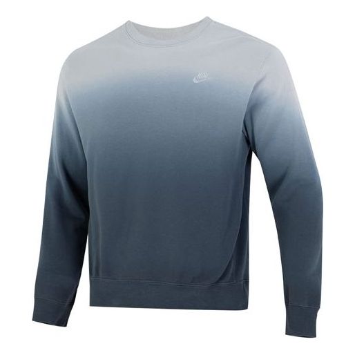 Men's Nike Gradient Logo Casual Loose Long Sleeves Pullover Round Neck Autumn Blue DQ4628-070