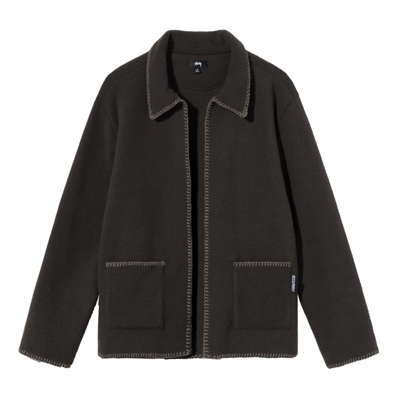 Stussy Woodsy Blanket Stitch Fleece Jacket 'Black' 218128