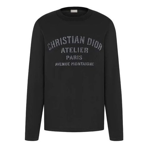 Men's DIOR Alphabet Logo Printing Round Neck Long Sleeves Black 043J611A0589-C980