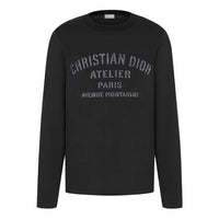 Men's DIOR Alphabet Logo Printing Round Neck Long Sleeves Black 043J611A0589-C980