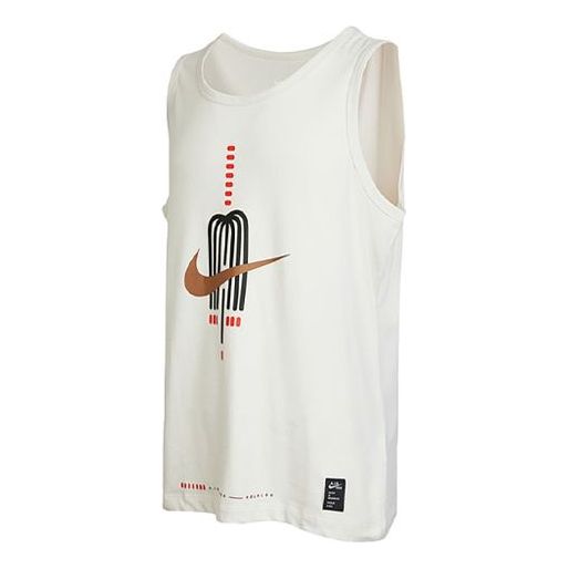 Men's Nike Logo Printing Round Neck Pullover White Vest DR7669-030