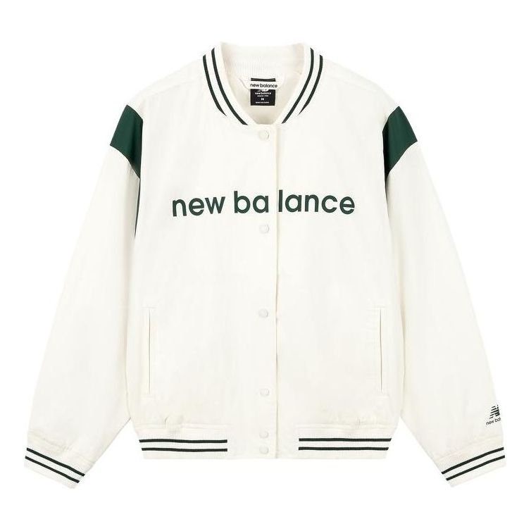 (WMNS) New Balance Baseball Jacket 'White Green' AWJ33312-CIC
