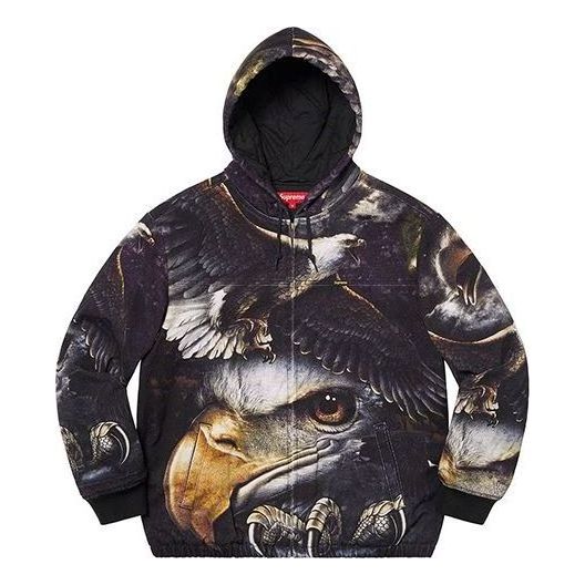 Supreme Eagle Hooded Work Jacket 'Black Yellow White' SUP-SS21-706