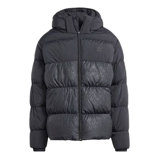 adidas originals Down Regen Monogram Hooded Puffer Jacket 'Black' HZ0681