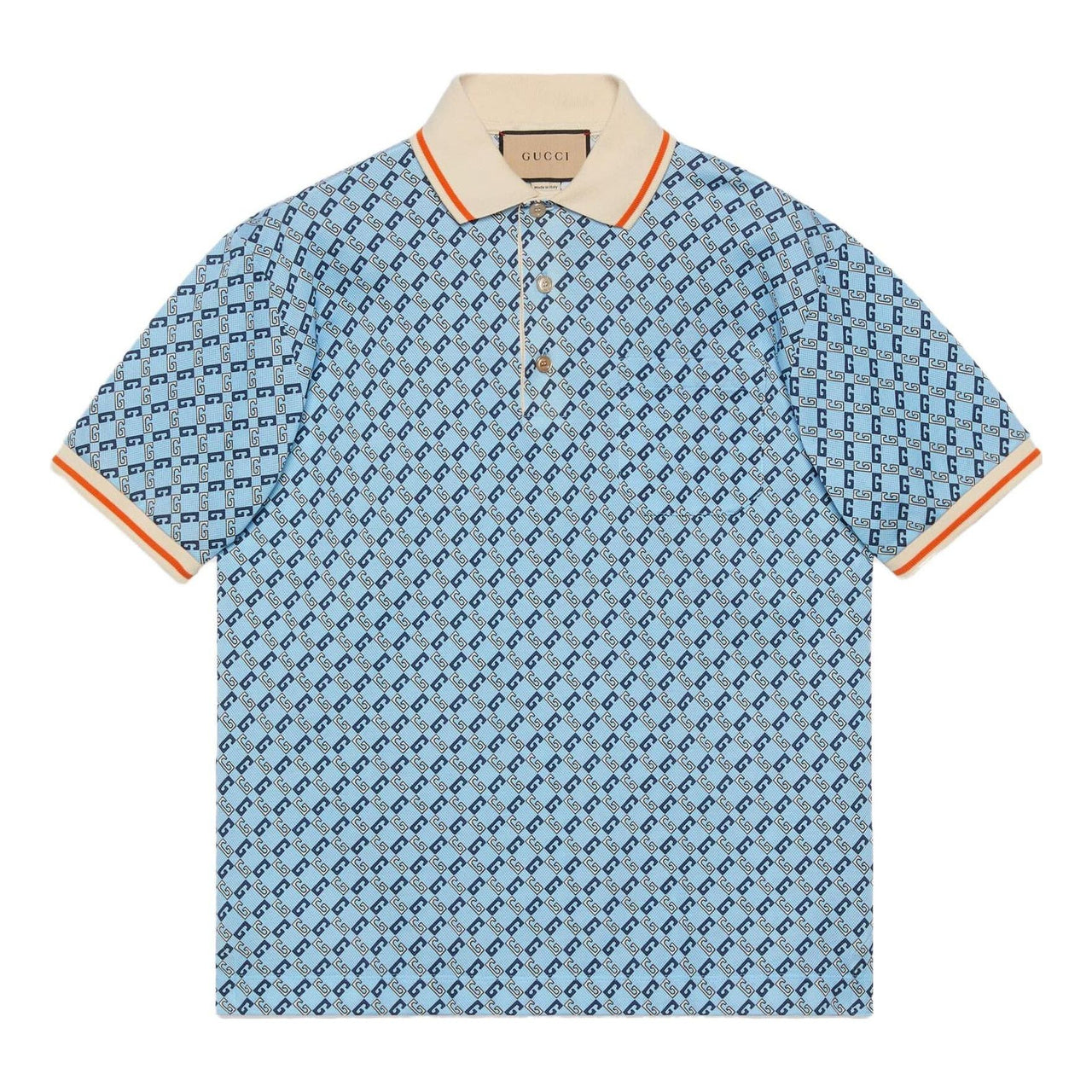 Gucci Geometric G Cotton Piquet Polo Shirt 'Light Blue' 742385-XJFGF-4311