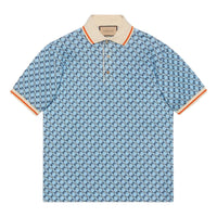 Gucci Geometric G Cotton Piquet Polo Shirt 'Light Blue' 742385-XJFGF-4311