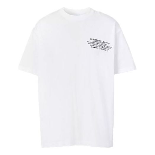 Men's Burberry SS21 Printing Cotton Loose Short Sleeve White 80427491