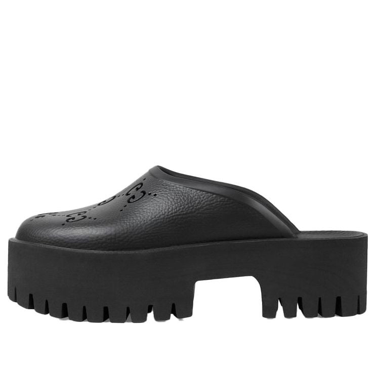 (WMNS) Gucci Platform Perforated G Sandal 'Black Rubber' 663577-JFB00-1000