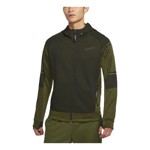 Nike Therma-fit Adv Full-length zipper Cardigan Training Hooded Jacket Green DD2131-326