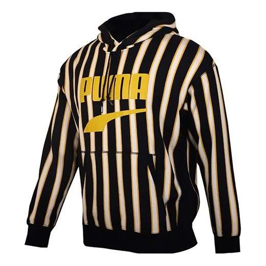 PUMA Striped Hoodie 'Black Yellow White' 596004-01