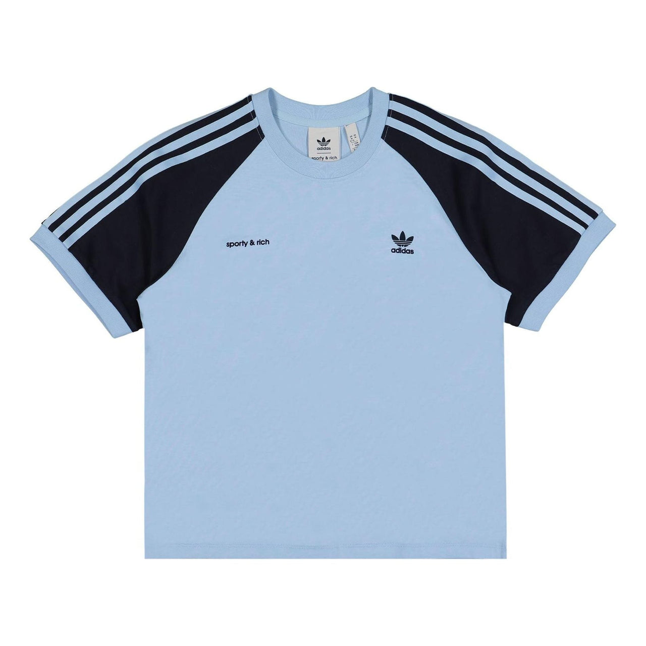 (WMNS) adidas x Sporty & Rich T-Shirt 'Light Blue Navy' IN5250