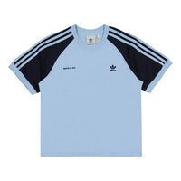 (WMNS) adidas x Sporty & Rich T-Shirt 'Light Blue Navy' IN5250
