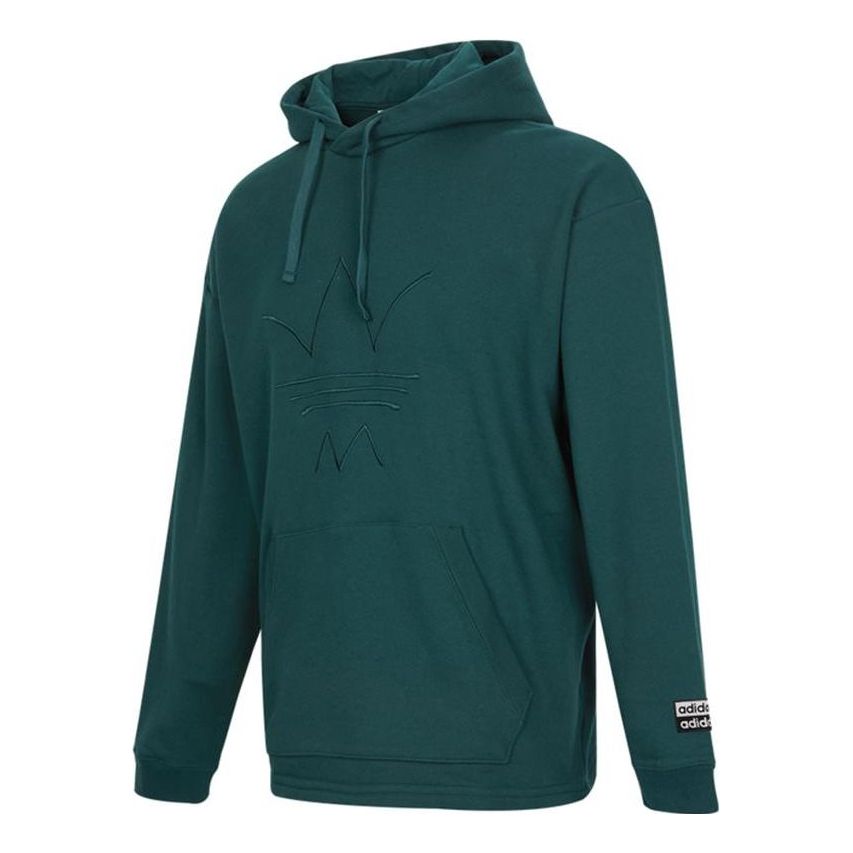 Men's adidas originals Logo Embroidered Solid Color Pullover Dark Green H11446