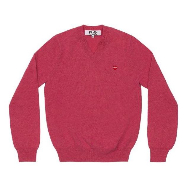 (WMNS) COMME des GARCONS PLAY V-Neck Pullover With Small Red Heart 'Pink' AZ-N077-051-4