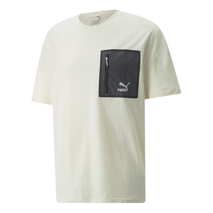 PUMA Logo Zip Pocket Tee 'White' 535418-65