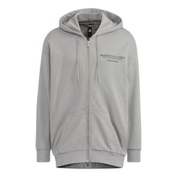 Men's adidas Alphabet Printing Pattern Drawstring Hooded Long Sleeves Jacket Light Grey HZ7027