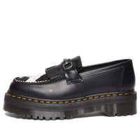 Dr.Martens Adrian Snaffle Hair On & Leather Cow Print Kiltie Loafers 'Black' 31097937