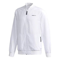 adidas neo Solid Color Casual Zipper aviator Jacket White DN7379