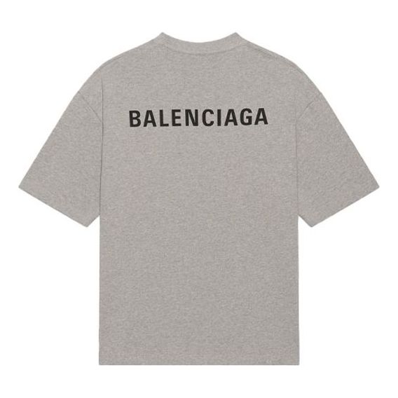 Men's Balenciaga FW21 Logo Printing Retro Short Sleeve Gray 612966TIVG51167