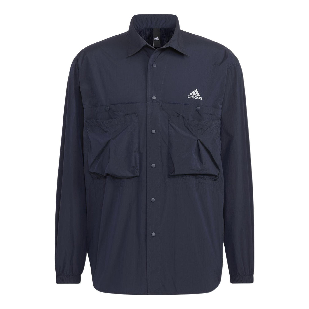 Men's adidas Prsve J Solid Color Sports Cargo Long Sleeves Ink Blue Shirt HD0039