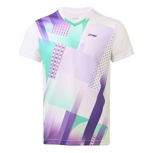 Li-Ning Quick Dry 2022 Spring Badminton Tee 'White Purple' AAYS063-1