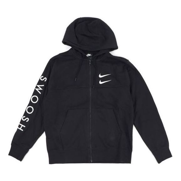Nike Double Hook Embroidered zipper Sport hooded Jacket Men 'Black White' CU3927-010
