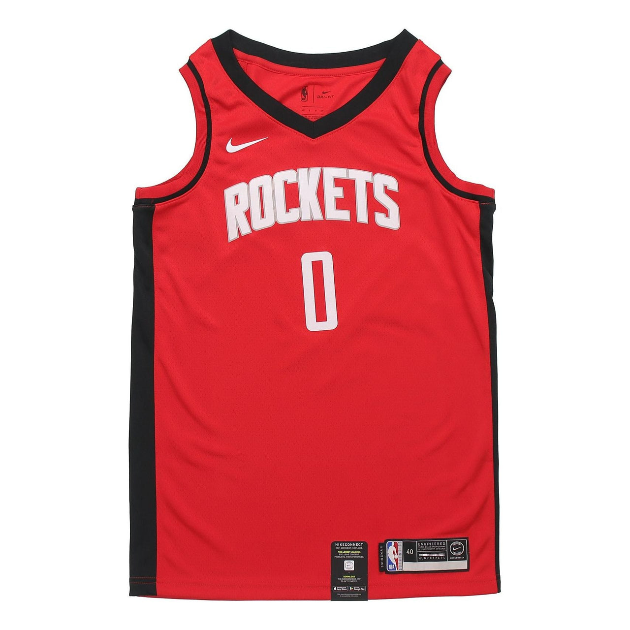 Nike NBA Rockets Westbrook 0 Away Sports Basketball Jersey Red BV7992-662