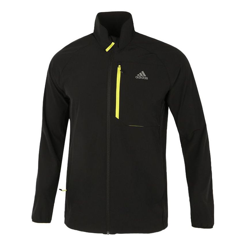 adidas Contrasting Colors Outdoor Windproof Stand Collar Jacket Black GN7347