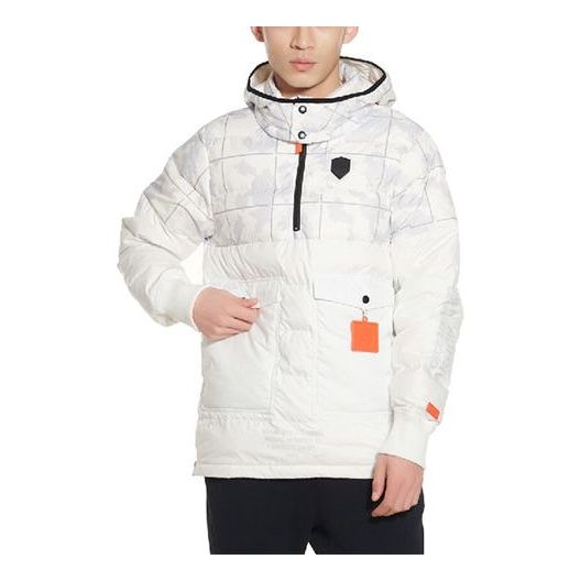 Nike LeBron Hybrid Stay Warm Plaid hooded Half Zipper Pullover Down Jacket White AT3905-121