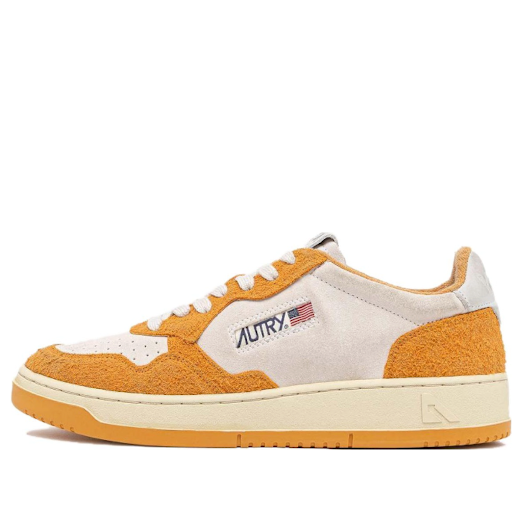 Autry Medalist Low Sneakers 'White Orange Hair-Effect Suede' AULM-SH08