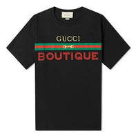 Gucci Boutique Printing Loose Short Sleeve Black 548334-XJCKY-1082