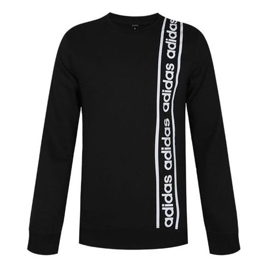 adidas M C90 Brd Letter Print Sports Crew Neck Sweatshirt Black EI5617