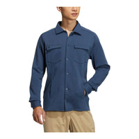 Men's adidas Solid Color Pocket Lapel Long Sleeves Blue Shirt HG3238