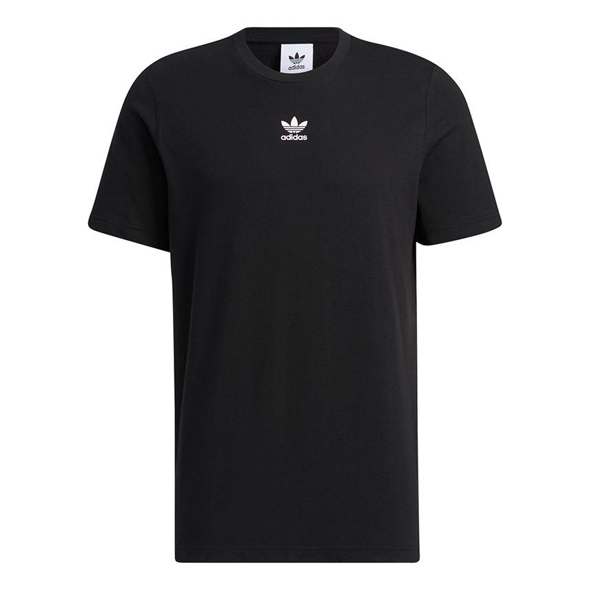 Men's adidas originals Ts Ss Tee Logo Printing Round Neck Sports Short Sleeve Black T-Shirt H46693