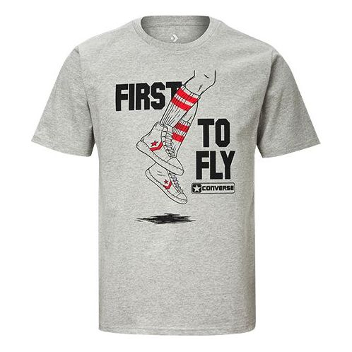 Men's Converse Pro Leather Alphabet Printing Short Sleeve Gray 10020927-035