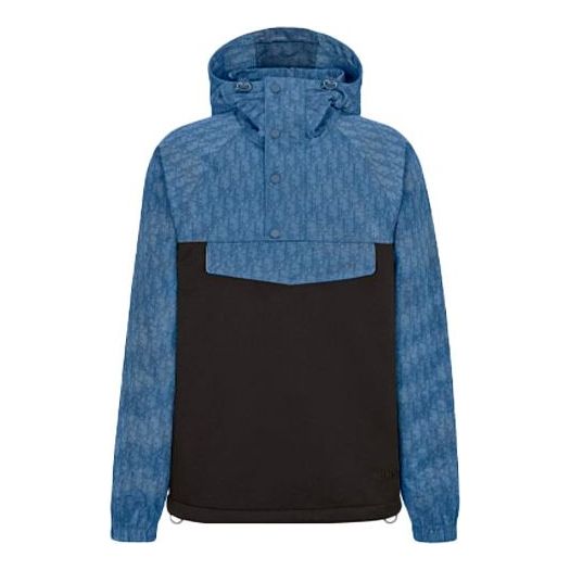 DIOR FW21 Printing Hooded Jacket Coat Blue 193J640A0631-C585