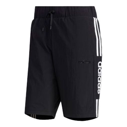 adidas neo Side Stripe Logo Woven Shorts Black FP7482