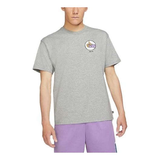 Men's Nike Casual Sports Printing Skateboard Short Sleeve Gray T-Shirt DJ1221-063
