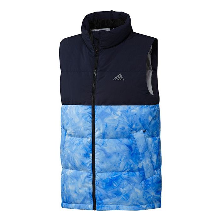 adidas Stand Collar Leisure Sports Windproof Warm Down Vest Men Hide Blue GE9983