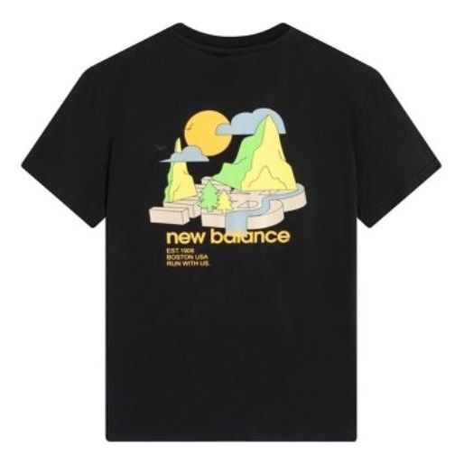 New Balance Graphic Print Tee 'Black Yellow Green' AMT22366-BK