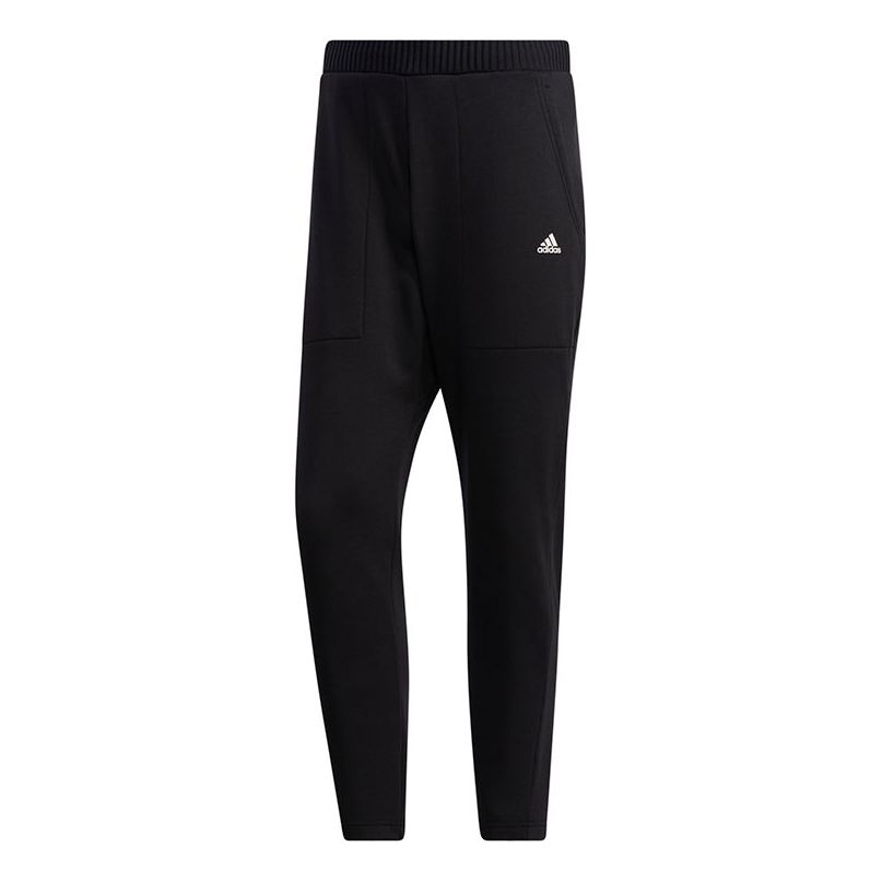 adidas Solid Color Casual Running Sports Fleece Lined Long Pants Black GM4461
