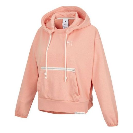 (WMNS) Nike Embroidered Logo Big Pocket Short Sports Hoodie Light Orange DA6484-824