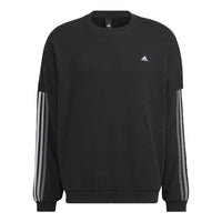 Men's adidas Stripe Sports Round Neck Pullover Black HC9960