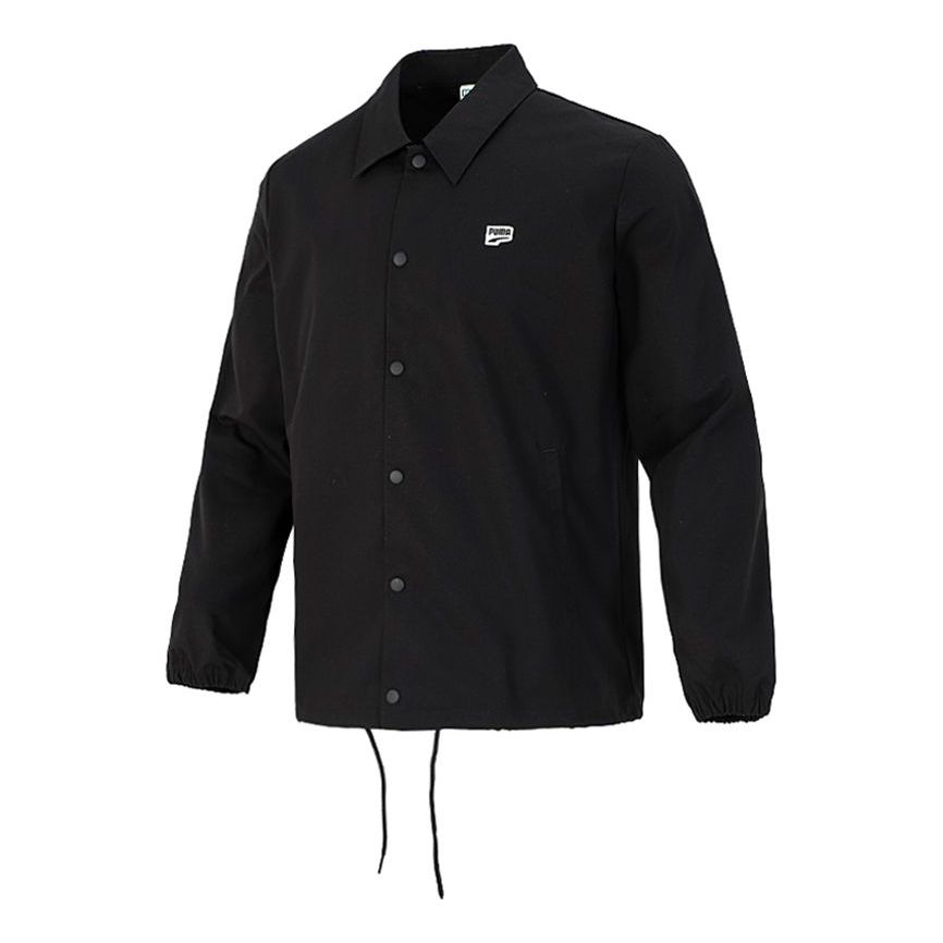 PUMA Embroidered Small Label Solid Color Logo Sports Woven Jacket Black 532172-01
