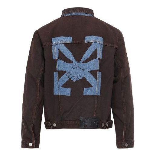 Off-White Arrow-print Denim Jacket Arrow Long-sleeve Jean Jacket Men's Dark Blue OMYE061F20DEN0036064