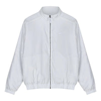Men's Nike Solid Color Stand Collar Logo Casual Long Sleeves Jacket White DN1266-121
